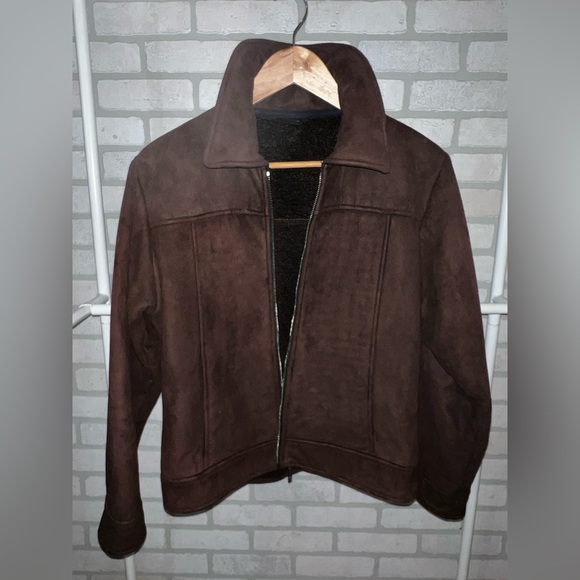 NILS Jackets & Blazers - NILS Sportswear Ski Jacket Brown Suede Fleece Lined Size M GUC
